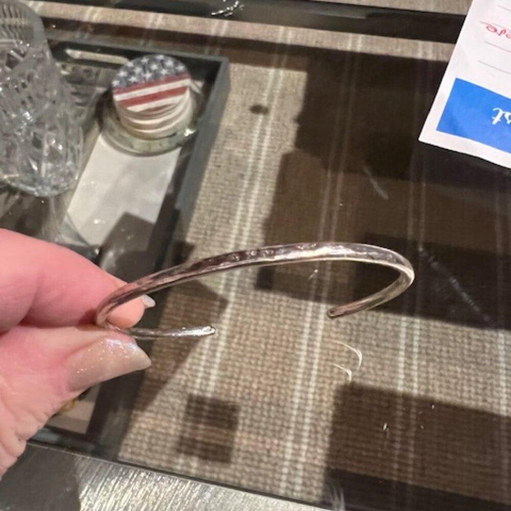 Adjustable Hammered Silver Bangle Bracelet (Barely Worn)